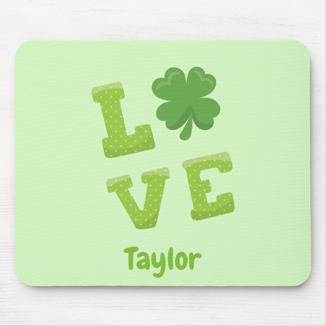 Lucky Love St. Patrick's Day Green Mouse Pad (Front)