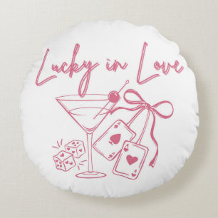 Lucky Love Vegas Casino Bachelorette Bridal Party Round Cushion