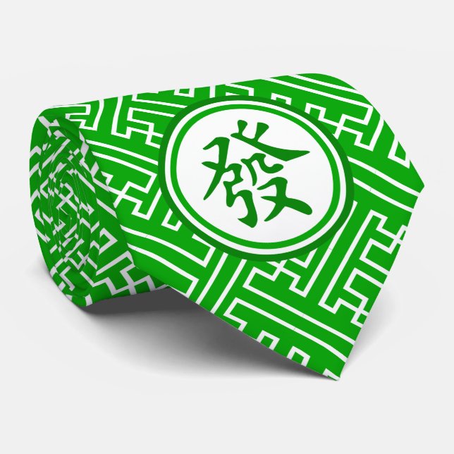 Lucky Mahjong Symbol • Dark Green Tie (Rolled)