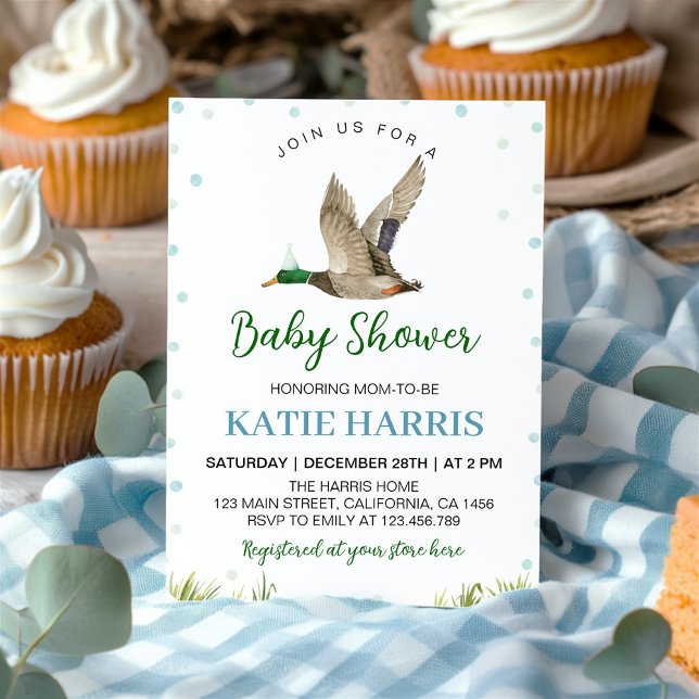 Lucky Mallard Duck Baby Shower Invitation (Creator Uploaded)