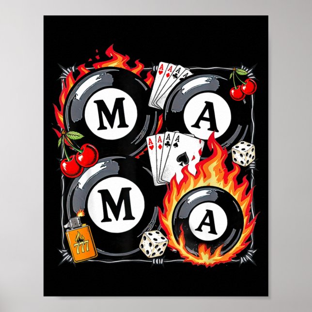 Lucky Mama Billiard 8 Cherry Mother's Day Mom Life Poster (Front)