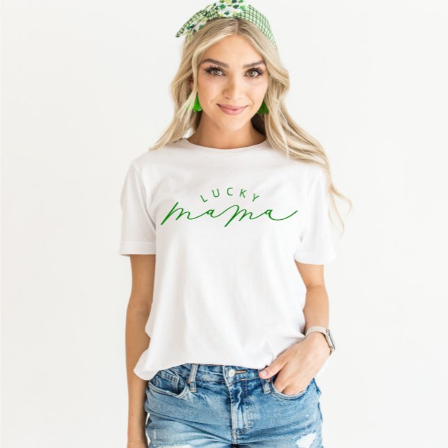 Lucky Mama Cute Script St. Patrick’s Day Shirt (Creator Uploaded)