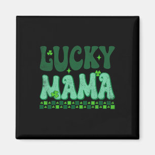 Lucky Mama Family Matching Retro Groovy St Patrick Magnet