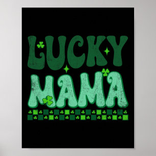 Lucky Mama Family Matching Retro Groovy St Patrick Poster