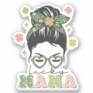 Lucky Mama - Messy Bun - Clover St. Patrick’s