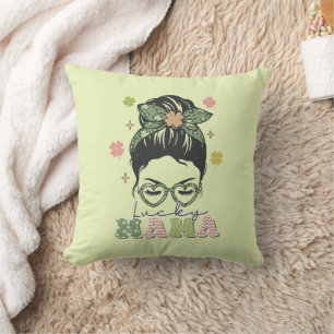 Lucky Mama - Messy Bun - Clover St. Patrick’s Cushion