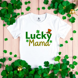 Lucky Mama St. Patrick's Day Cute Shamrock Mum T-Shirt