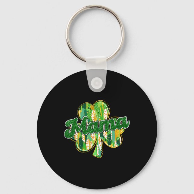 Lucky Mama St Patricks Day Irish Mum Shamrock Clov Key Ring (Front)