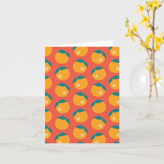 Lucky Mandarin - Orange Blank Card (Yellow Flower)