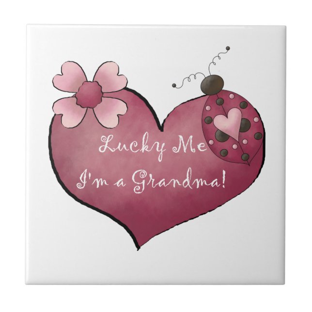 Lucky Me I'm a Grandma  Gifts Tile (Front)
