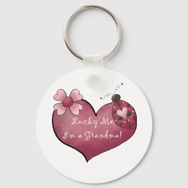Lucky Me I'm a Grandma Tshirts and Gifts Key Ring (Front)