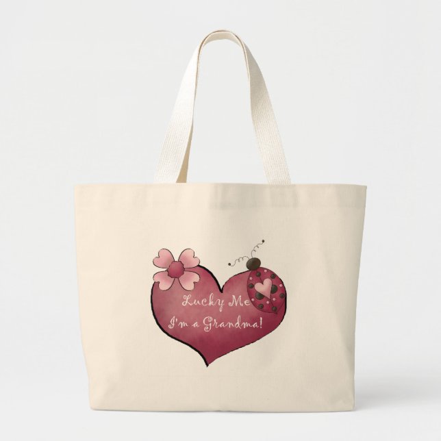 Lucky Me I'm a Grandma Tshirts and Gifts Large Tote Bag (Front)