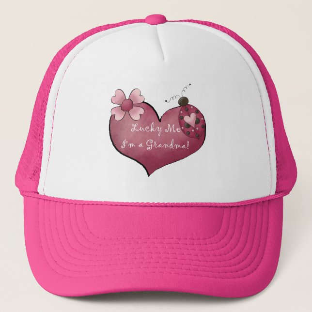 Lucky Me I'm a Grandma Tshirts and Gifts Trucker Hat (Front)