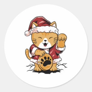 Lucky Meow Classic Round Sticker