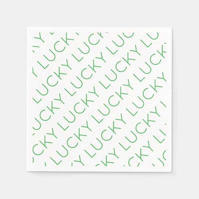 LUCKY Modern Typography Shamrocks Irish Fun Napkin (Front)