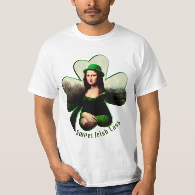 Lucky Mona Lisa St. Patrick's Day T-Shirt (Front)