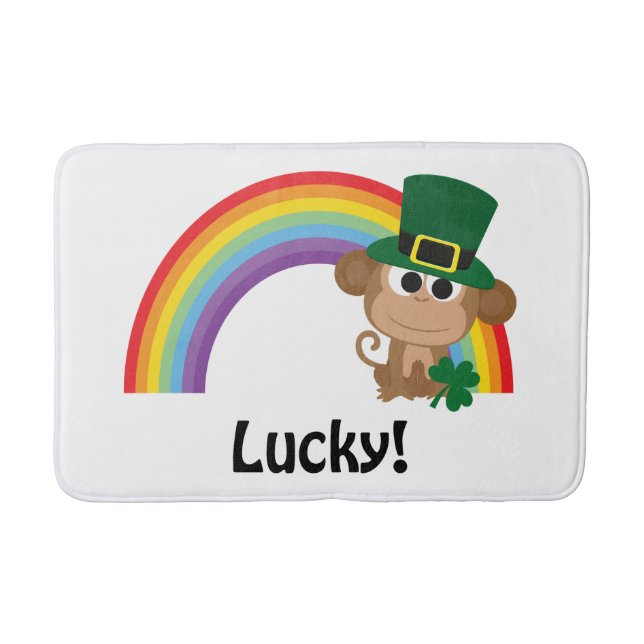 Lucky Monkey Leprechaun Bath Mat (Front)