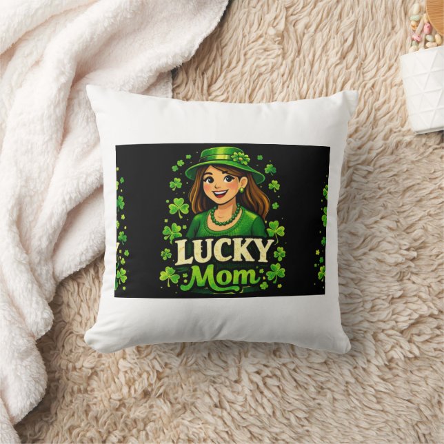Lucky Mum – St. Patrick’s Day Clover Design Cushion (Blanket)