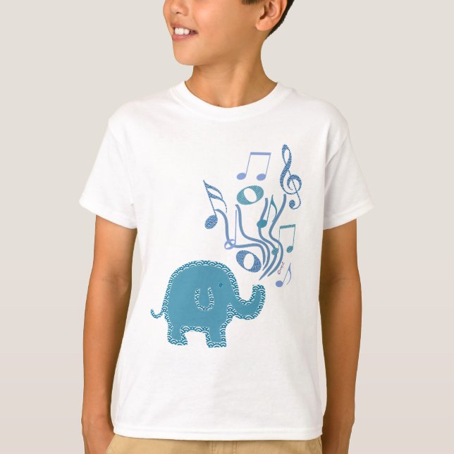 lucky musical notes elephant design T-Shirt (Front)