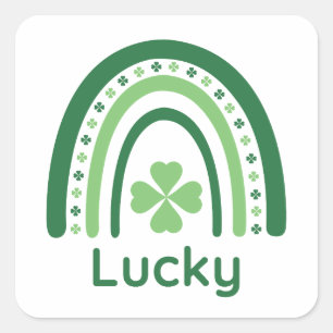Lucky Name Clover Boho Rainbow Square Sticker