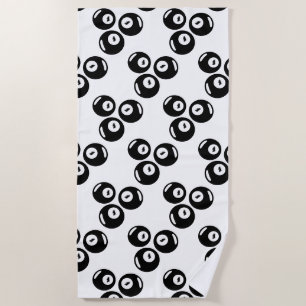 Lucky Number 111 Black Balls Beach Towel