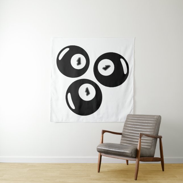 Lucky Number 111 Black Balls Tapestry (In Situ)