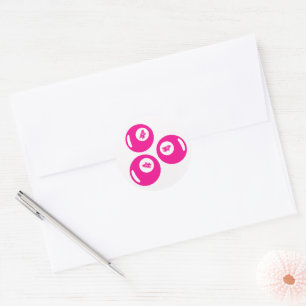 Lucky Number 4 Pink Balls Classic Round Sticker