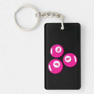 Lucky Number 4 Pink Balls Key Ring