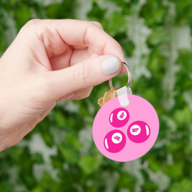 Lucky Number 4 Pink Balls Key Ring (Hand)