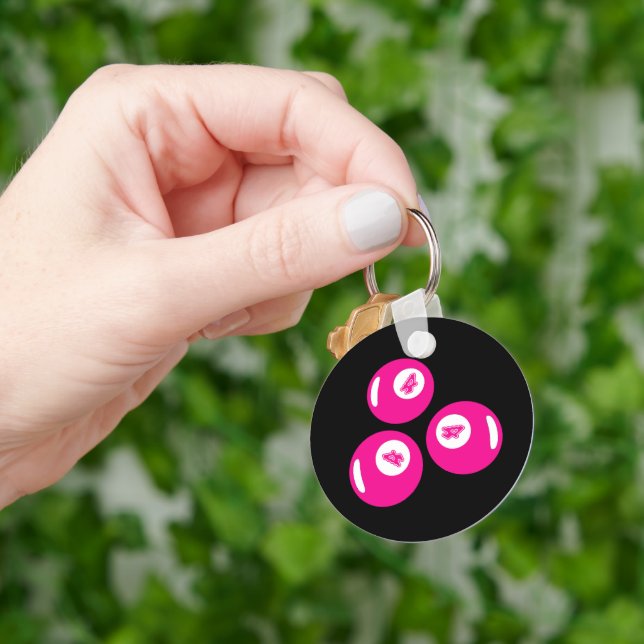 Lucky Number 4 Pink Balls Key Ring (Hand)