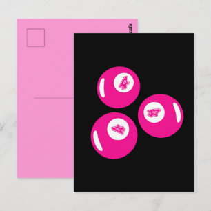 Lucky Number 4 Pink Balls Postcard