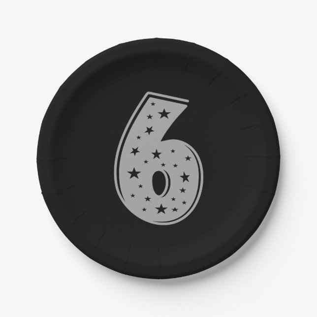 Lucky Number 6 Happy Birthday Paper Plate (Front)