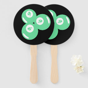 Lucky Number 9 Teal Balls Hand Fan