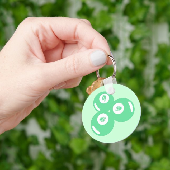 Lucky Number 9 Teal Balls Key Ring (Hand)