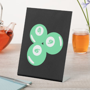 Lucky Number 9 Teal Balls Pedestal Sign