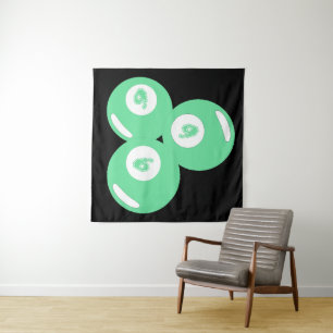 Lucky Number 9 Teal Balls Tapestry