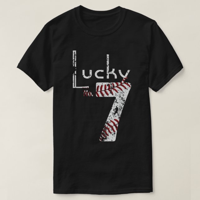 Lucky Number Seven Distressed Favourite Number Sev T-Shirt (Design Front)