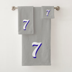 Lucky Number Seven on Silver Grey Bath Towel Set
