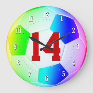 Lucky Number Soccer Football Colourful Wall Clock