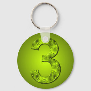 Lucky Number Three Nature Magic Green Key Ring