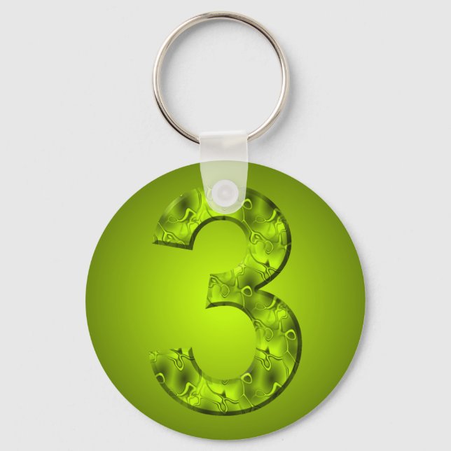 Lucky Number Three Nature Magic Green Key Ring (Front)