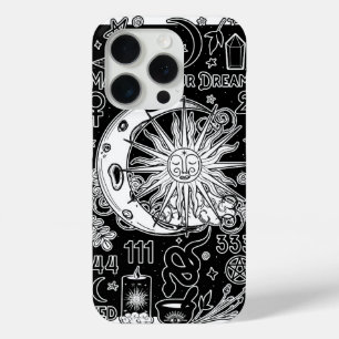Lucky Numerology Manifesting Magic Black & White  iPhone 15 Pro Case