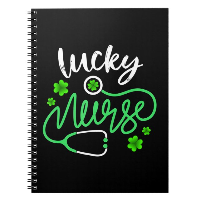 Lucky Nurse RN - Funny Saint Patricks Day Shamrock Notebook (Front)