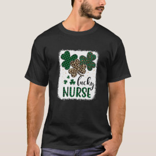 Lucky Nurse St Patrick's Day Leopard Plaid Shamroc T-Shirt