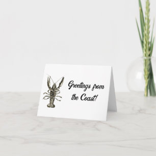 Lucky Ocean Lobster, Nautical Pencil Sketch Card