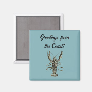 Lucky Ocean Lobster, Nautical Pencil Sketch Magnet