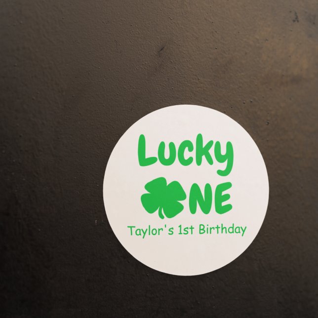 Lucky One 1st Birthday Classic Round Sticker (Creator Uploaded)