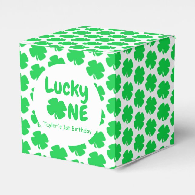 Lucky One 1st Birthday Favour Box (Front Side)