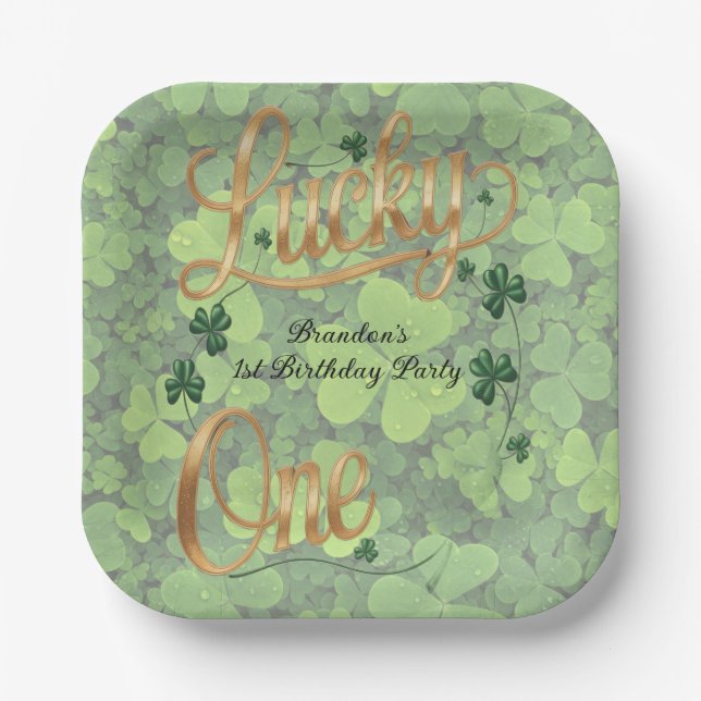 Lucky One 1st. Birthday Party Paper Plate (Front)