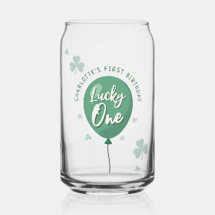 Lucky One 1st Birthday St Patricks Day Clover Can Glass